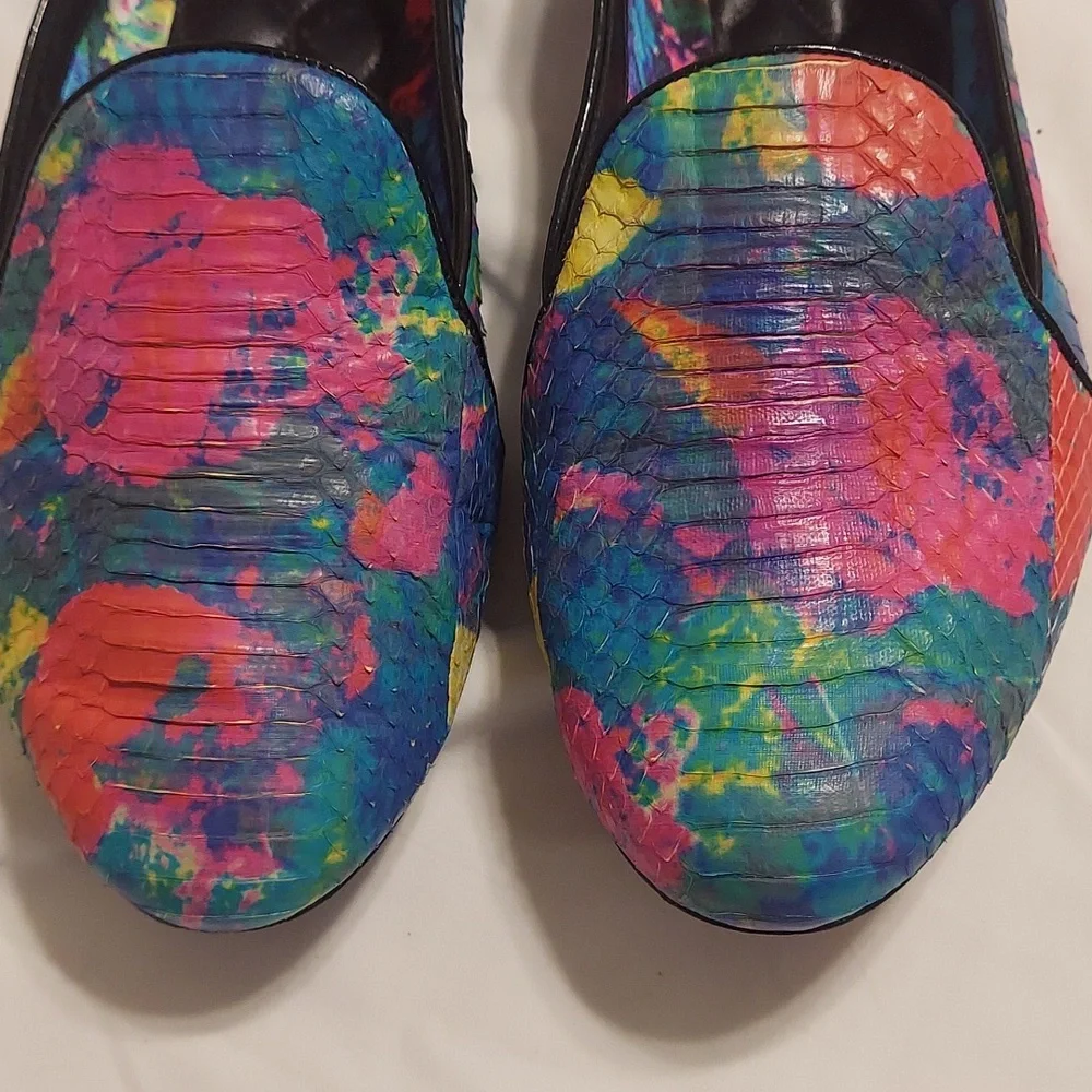Brian Atwood Multicolored Snakeskin Flats Sz 10/41 GUC